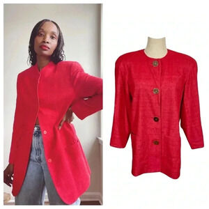 Gianfranco Ferre Vintage Raw Silk Gold Button Oversized Power Blazer Sz:38/US8